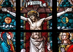 Art hand Auction Stained glass Jesus Christ cross church window painting style wallpaper poster A1 version 830 x 585 mm (peelable sticker type) 001A1, printed matter, poster, others
