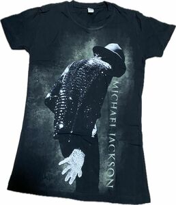 Michael Jackson マイケル・ジャクソン Tシャツ 黒 ロゴ イラスト プリント バンド 