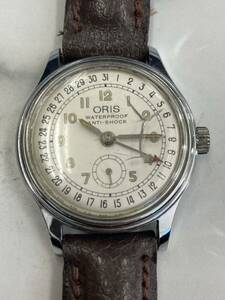 5.稼働品・風防ヒビ有・ORIS オリス ポインターデイト 6651 手巻き ラウンド スモールセコンド メンズ腕時計 全数字文字盤//SEI100