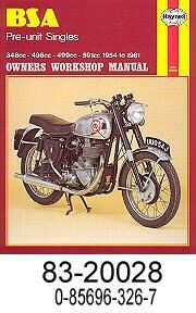 *新品 在庫処分セール BSA Pre unit Single 別体シングル '54-'61　Haynes サービス マニュアル (83-20028)