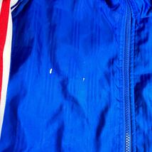 アディダス adidas 青 ブルー スポーツ トレーニング用 裏地付 ウィンドブレーカー ジャケット フード付 Mサイズ_画像3