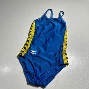 ミズノ mizuno アカデミースイミング 青 ブルー 両サイドロゴライン Vバック 競泳水着 スイムウェア 120cm 競泳用水着