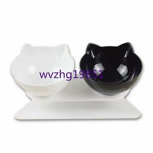  pet goods pet tableware automatic waterer feeder water minute .. dog cat small animals cat ear. dressing up pretty double black + white double bowl 