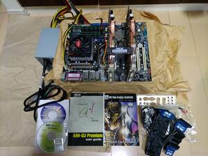 ■ マザーボード ASUS A8N-SLI Premium Socket939 AMD Athlon 64 3800+ グラボ MSI NX6800 x2個 付き