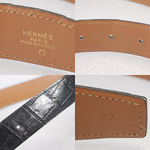 エルメス HERMES コンスタンス ニロティカス ベルト/クロコダイル ブラック×ゴールド金具 90サイズ 最大92.5cm程度まで 1993年製(14254)_画像7