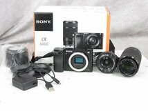 ☆ SONY ソニー ミラーレス一眼/α6000 ILCE-6000 + レンズE PZ 16-50mm/SELP1650 + E 55-210mm/SEL55210 セット 箱付き ☆中古☆_画像1