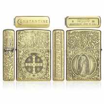 1円 未使用 コンスタンティン ライター ZIPPO 喫煙グッズ ジッポー 6面刻印 オイルライター 真鍮製 新品 ゴールド_画像7