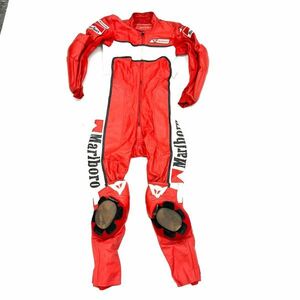 ★中古品★ DAiNESE ダイネーゼ レーシングスーツ Marlboro マルボロ レッド系 革つなぎ バイカー 46サイズ　SAKS1210-3