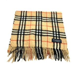 ★おすすめ品★ 美品 BURBERRY バーバリー カシミア マフラー ノバチェック柄 ベージュ系 ブランド 装飾小物　SAGT1224-9