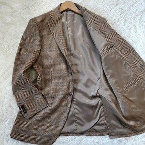 極美品 ゼニア スーツカンパニー【カシミヤ ツイード グレンチェック 超希少サイズ180 XL相当】Zegna SUIT COMPANY テーラードジャケット 