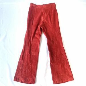 70s vintage オレンジストレッチコーデュロイフレアパンツ