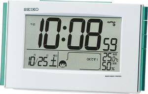 新品 送料無料 SEIKO SQ776W セイコー クロック 快適環境NAVI 目覚まし時計 カレンダー 温度 湿度 ホワイト 白 電波 デジタル 置時計 