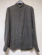 Honor gathering オナーギャザリング blanket finish heavy linen cloth shirt スタンドカラー 長袖 リネン 麻 シャツ 15AW-S03_画像1