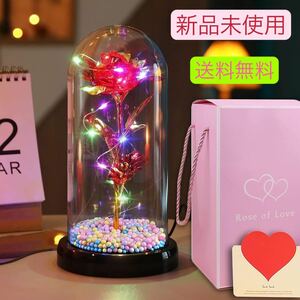 バラ 造花 24Kゴールドローズ 枯れない花 金メッキローズ LEDライト　ボックス付き