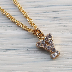 The Delight INITIAL PAVE PENDANT イニシャル　パヴェ　ペンダント　ネックレス　スワロフスキー　ゴールド Y