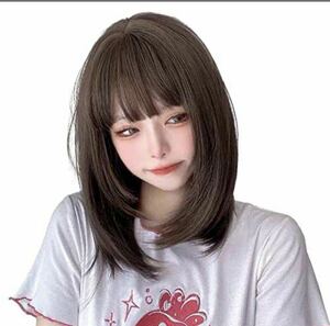 [ almost unused goods ] wig medium bo semi long strut full wig woman wig nature black tea No.2109