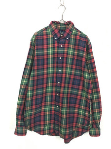 古着 90s Ralph Lauren 「CLASSIC FIT」 カラフル マルチ チェック BD シャツ L 古着