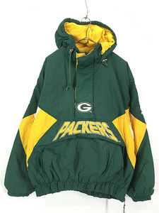 古着 90s STARTER NFL Green Bay Packers パッカーズ ハーフジップ パデット ナイロン ジャケット パーカー M 古着