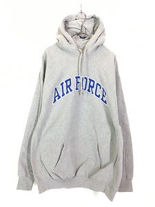 古着 00s Steve&Barry's 「AIR FORCE」 アーチ ミリタリー リバース タイプ ヘビー スウェット パーカー XL