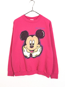 レディース 古着 90s USA製 TULTEX Disney Mickey ミッキー スケッチ風 プリント スウェット トレーナー M 古着