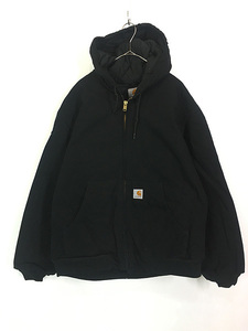 古着 USA製 Carhartt ブラック ダック 防寒 パデット アクティブ パーカー ジャケット XL 古着