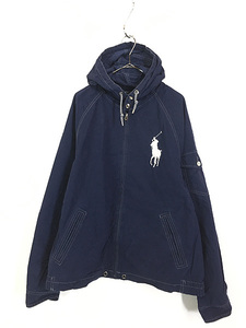 古着 Polo Ralph Lauren BIG ポニー 刺しゅう コットン ナイロン クロス ジャケット パーカー XL 古着