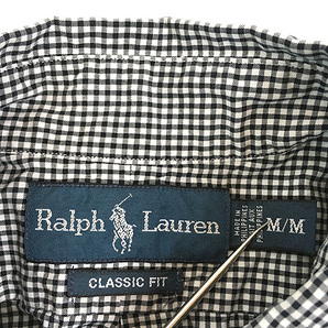 古着 90s Ralph Lauren 「CLASSIC FIT」 黒×白 ギンガム チェック BD シャツ M 古着の画像6