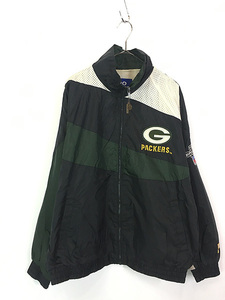 古着 90s NFL Green Bay Packers パッカーズ メッシュ クレイジー パターン ナイロン ジャケット L 古着