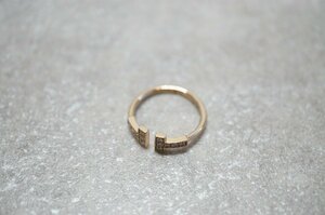 [SK][G8826KP] Tiffany＆Co ティファニー Au750 K18YG ダイヤモンド付Tワイヤーリング イエローゴールド 重量約：2.2g リング内径約：16㎜