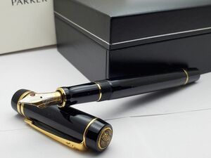 1000円スタート 万年筆 PARKER パーカー DUOFOLD デュオフォールド ブラック ペン先18K 750 F 筆記用具 文房具 難有 ジャンク品 10 N206