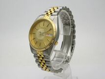 1000円スタート 腕時計 SEIKO 5 セイコーファイブ 7S26-3110 自動巻 AT デイデイト ゴールド文字盤 ラウンド コンビ メンズ 9 J60018_画像2