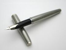 1000円スタート 万年筆 SAILOR セーラー SILVER ペン先18K WG 2刻印 シルバー 格子柄 長さ約13.6cm 文房具 筆記用具 TMS N60039_画像1