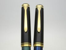 1000円スタート 万年筆 2点まとめ PELIKAN ペリカン スーベレーン ペン先18C 750 EF/F刻印 緑縞 グリーン/靑縞 ブルー 11 J60014_画像10