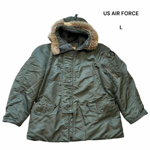 【1円〜】 US ARMY US AIR FORCE 米軍実物 N-3B フライトジャケット ミリタリージャケット リアルファー L オリーブ 60年代