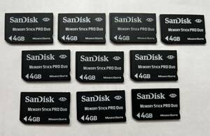 ★送料無料★ SanDisk/サンディスク memory stick pro duo 4GB 10枚 メモリースティック/PSP/メモリーカード フォーマット済み動作品