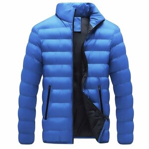 新品 ダウン ジャケット コントラストカラー 中綿ブルゾン Down jacket ロイヤルブルー 青 サイズ 2XＬ