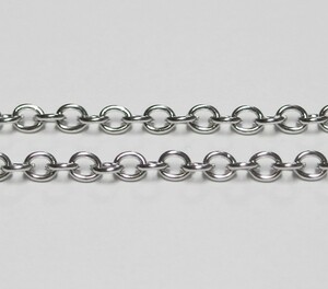 チェーン★小判チェーン(4x3mm) ニッケル色(暗い銀色) ４ｍ分★【ご注文は合計500円から】 ダークシルバー ロジウム