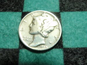 アメリカ　１９45年　マーキュリー　ダイム　銀貨　10セント　硬貨