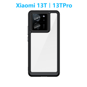 ブラック Xiaomi 13T 13TPro ケース TPU 透明 保護ケース ハードケース 耐衝撃 吸収 ストラップホール シャオミ サーティーンティープロ 軽