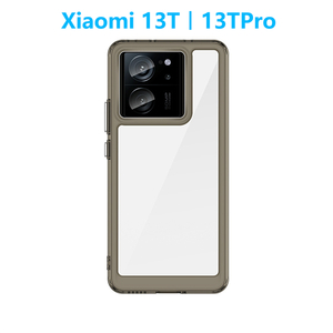 グレー Xiaomi 13T 13TPro ケース TPU 透明 保護ケース ハードケース 耐衝撃 吸収 ストラップホール シャオミ サーティーンティープロ 軽量