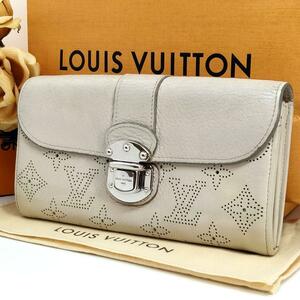 送料無料 Louis Vuitton ルイヴィトン ポルトフォイユ イリス マヒナ M58159 レザー 革 ブロン 白 ホワイト系 パンチング モノグラム