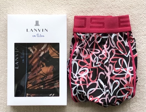 Lanvin en Bleu＆BROS ボクサーパンツ Ｌサイズ ローライズ デザイン ブラウン 日本製＆ハート ブラック×ピンク 2枚セット ☆送料無料