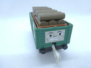 プラレール きかんしゃトーマス いじわる貨車 緑 木材の荷物付き USED