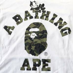 ☆ 日本製 美品 A BATHING APE アベイシングエイプ FELIX フィリックス ベースボールTシャツ S レディース 1st CAMO ☆の画像2