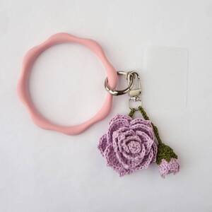  smartphone case - .. only! smartphone hand strap * silicon strap * key holder * rose * lacework * hand made *PU*b431* repeated .*