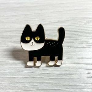 【ピンバッジ】猫 ねこ ネコ ハチワレ シロクロ 白黒 cat