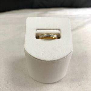 指輪 リング 結婚指輪 K18 Pt900 18金 イエローゴールド プラチナ900 コンビネーション 日付イニシャル刻印 8号 総重量2.2g