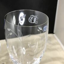 ワイングラス ELBE エルベクリスタル ペア 2点セット クリスタルガラス CRYSTAL GLASS リーフ柄 未使用品_画像4