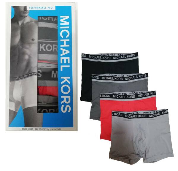 マイケルコース メンズ ボクサーパンツ グレー/レッド/ダークグレー/ブラック 4枚セット Sサイズ 灰赤濃灰黒 MICHAEL KORS アンダーウェア