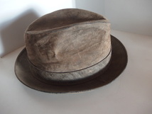 ヴィンテージ イタリア製 ROSOLLINO MILANO ハット 帽子 中折れ帽 size 7 1/2 59.6cm 　ウォームブラウングレー_画像4